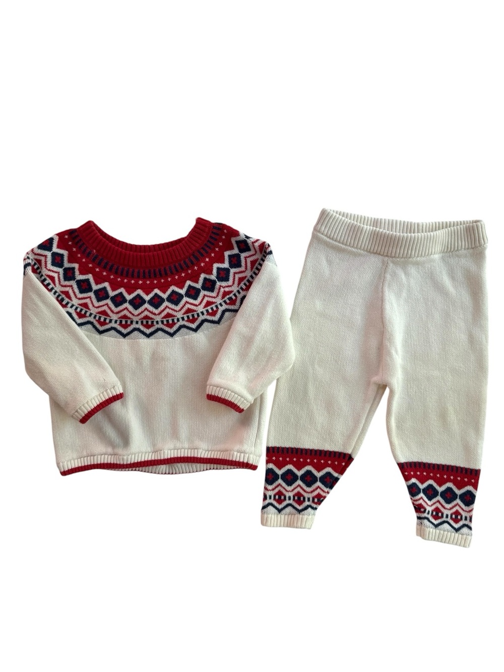Hanna Andersson Christmas Yuletide FairIsle Sweater Set Joggers 18-24M Baby